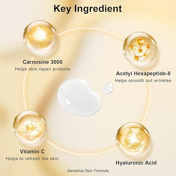 KISSIO Peptide Serum - Anti-Wrinkle Facial Serum with Peptides and Carnosine,Vitamin C,Hyaluronic Acid to Hydrating and Reduce Fine Lines,Skin Care for Face,Vegan,1 Fl Oz