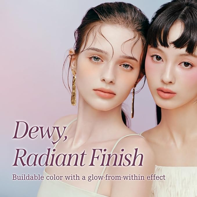 DEAR DAHLIA Petal Drop Blush (Wavy) - Weightless Buildable Liquid Blush with High-Pigment, Long-lasting Dewy Finish, Natural Flush. Hydrating, Vegan, Cruelty-Free Korean Makeup for Cheeks. 0.14 oz