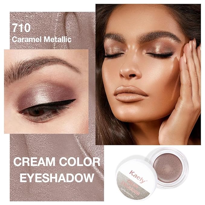 Single Cream Eye Shadow,Caramel Metallic Glitter Shimmer Natural Monochrome Eyeshadow Palette,Waterproof,Long Lasting Naturing-Looking,Vegan & Cruelty-Free,710