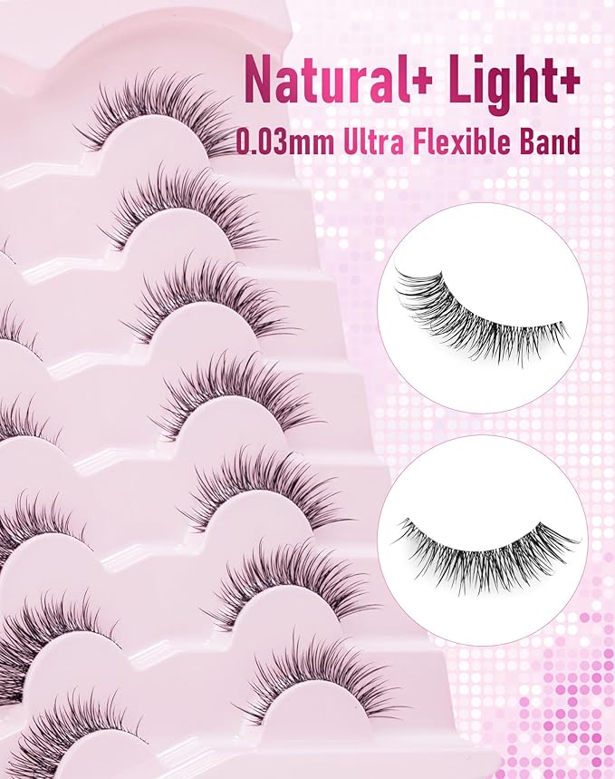 Frihappy Short Natural Lashes Wispy Natural Looking False Eyelashes HA-56
