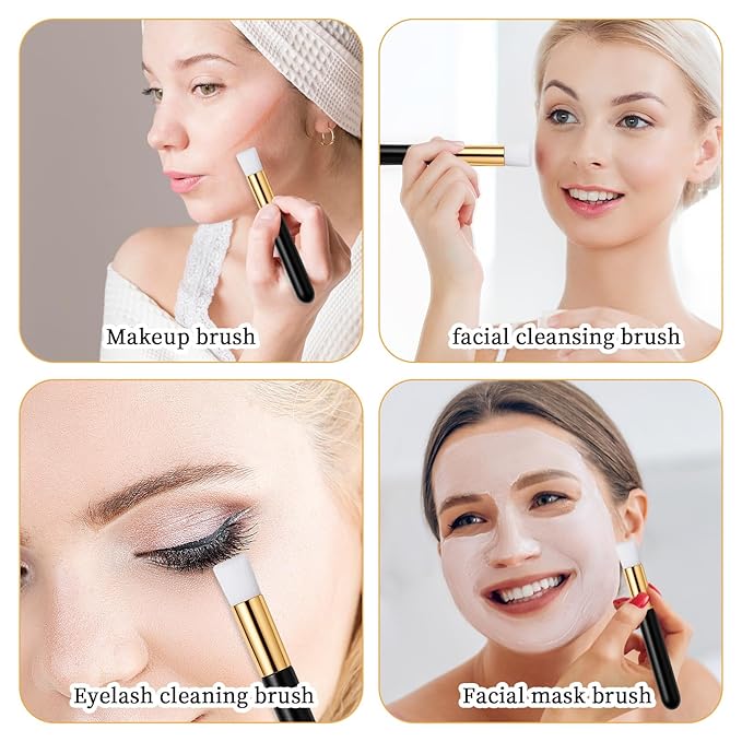 60 Pack Lash Brushes for Cleansing, Ultrafine Soft Bristles Shampoo Brush Makeup Brushes for Eyelash Extensions Lash Bath Nose Pore Deep Cleaning Brush Blackhead Remover Tool with Container - Black