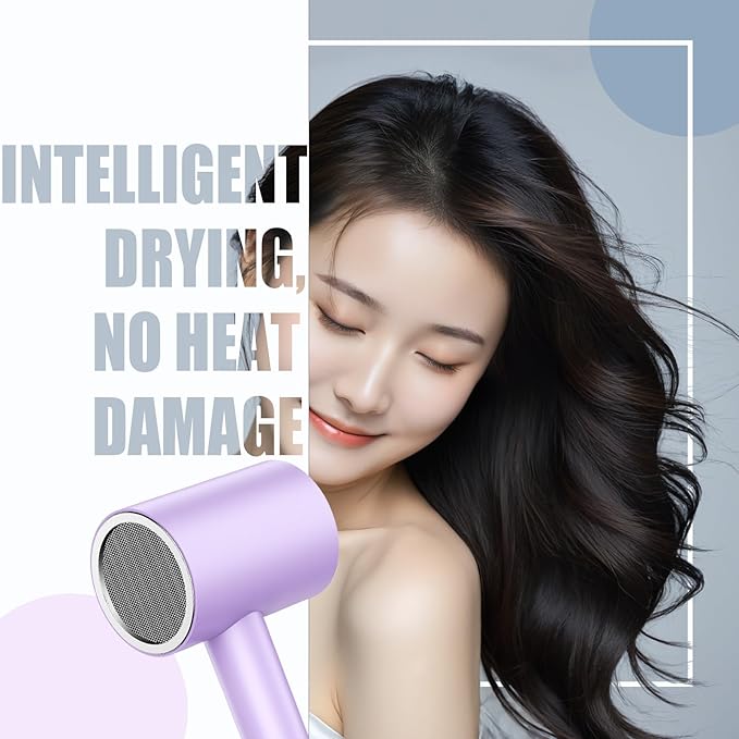 110V Hotel Wall Mounted Hair Dryer for Bathroom（with Night Light） Professional Styling HairDryer for Salon【Blue Light Negative Ions】 Fast Drying Restroom Blow Dryer，Matte Texture - Graphite Ash