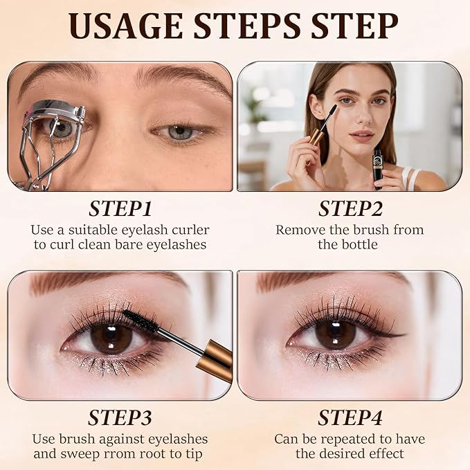 2 Pack 4D Silk Fiber Lash Mascara, Waterproof Silk Fibre Thick Lengthening Mascara