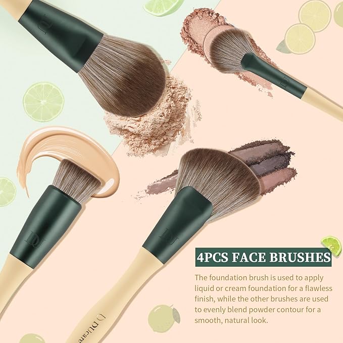DUcare Christmas Makeup Gift Set 18PCS,with 14pcs Makeup Brush Set 3Pcs Makeup Sponges 1PC Cosmetic Bag for Foundation Blending Powder Blush Concealers Eye Shadows