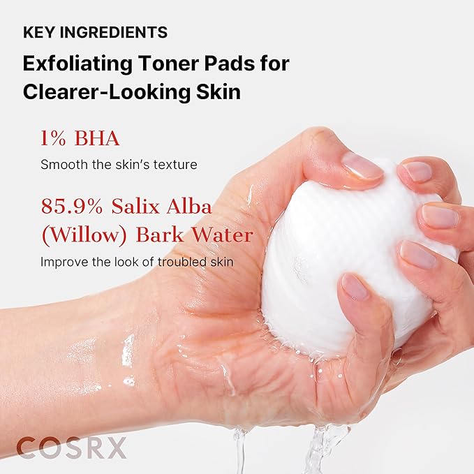 COSRX BHA Toner Pads, 70 Sheets, Exfoliating Pads for Dead Skin & Blackheads, Minimize Pores, Prevent Breakouts, Smooth Skin Texture, Korean Skin Care, Stocking Stuffers, Holiday Gifts,Gifts For Women