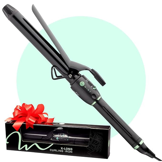 MINT Professional Extra Long Hair Curling Iron 1 inch | 2-Heater Ceramic Long Barrel Curling Iron | 1 Inch Curling Iron Hair Curler for Small to Medium Curls | International Dual Voltage