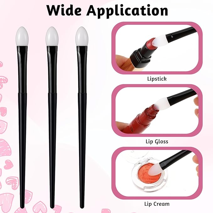 Molain Silicone Eyeshadow Brush, Makeup Applicator Lip Mask Makeup Brushes Silica gel Makeup Eyebrow Lipstick Brushes Lip Mask Makeup Brushes for Liquid Eye Shadow Applying Cream(3Pcs)