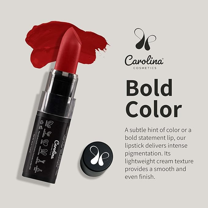 Plant-Based Moisturizing Lipstick - The Power of Red Shade 0.15oz- Hydrating with Cocoa Oil, Gluten-Free, Vegan, Non-GMO, Paraben-Free - Lightweight Cream Texture