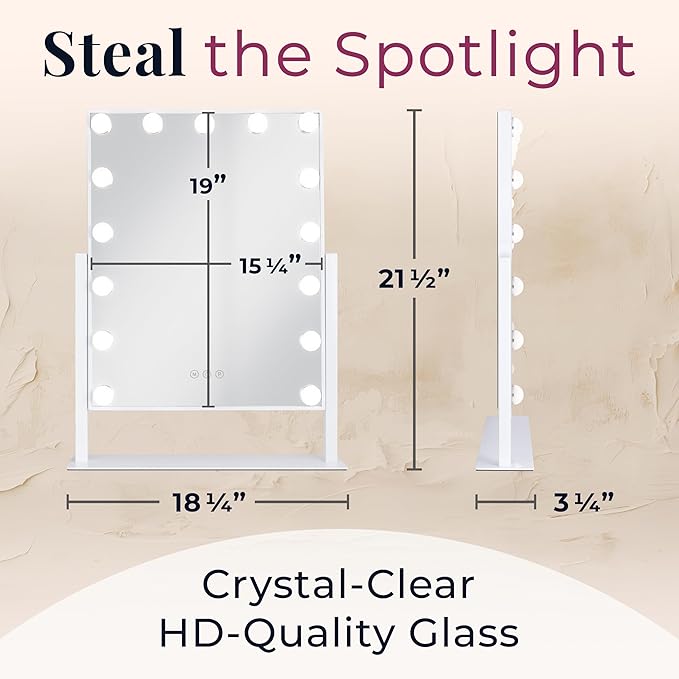 Zadro Hollywood Lighted Vanity Mirror with 15 LED Bulbs, 3 Color Light Settings, 360° Rotation Makeup Mirror Head (21" H x 18" W | 1X | French Blue)