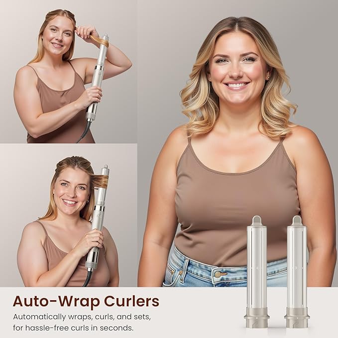 5-in-1 Hot Air Styler – Fast Hair Dryer with Auto Wrap Curlers & Volumizing Brushes, Frizz-Free Styling Tool for Curling, Smoothing & Adding Volume, No Heat Damage