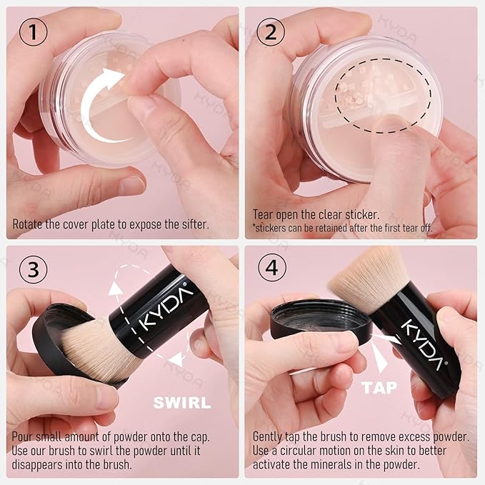 KYDA Mineral Powder, SPF 35 Translucent Loose Setting Powder with Micro-fine Pearl, Sheer Coverage, Weightless Oil Free, Blurring Finishing, Extend Base Makeup, 0.28 oz, Veil Translucent