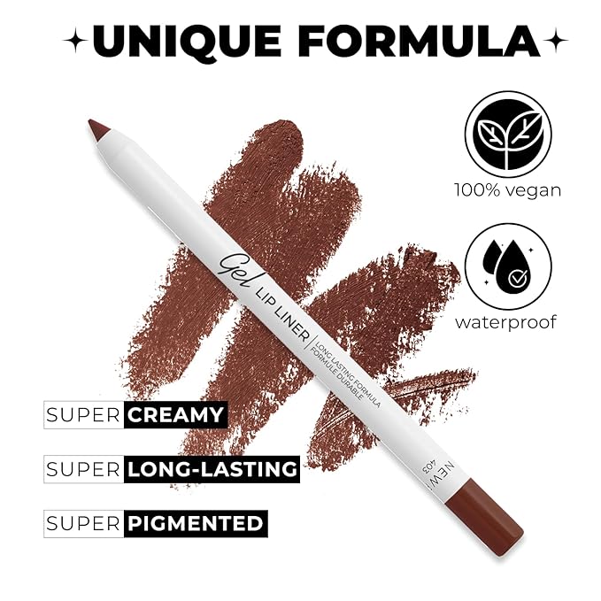 Matte Gel Lip Liner Pencil - Weightless & CreamyTexture - Sharpenable - Longwear & Waterproof - High Pigmented & Flawless Finish - Cruelty-free & Paraben-Free - 403, 1,7g/0.05oz. (Burnt Ocher)