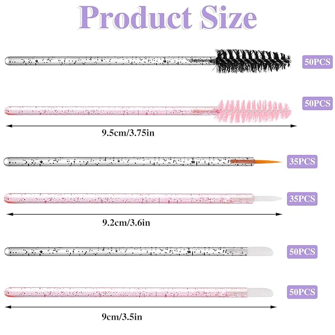 270 PCS Crystal Disposable Makeup Applicators Kit, Makeup Artist Must Haves Tools 100 Mascara Wands 100 Lipstick Applicators 70 Eyeliner Brushes with Organizer Box Christmas Gifts for Women