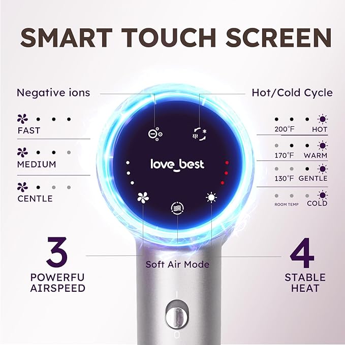 Hair Dryer, Professional Ionic Hair Dryer for Fast Drying, Quiet, Lightweight, 600 Million Negative Ions High-Speed Hair Blow Dryer with Diffuser for Curly Fine Hair Women, Men, Home, Salon(Slive)