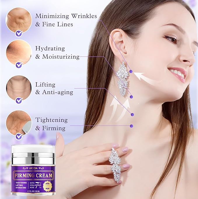 Retinol Neck & Face Wrinkle Cream for Women, Neck Cream for Tightening and Firming, Anti Aging Skin Care with Collagen & Hyaluronic Acid, Instant Face Lift Cream 1.7 Fl Oz
