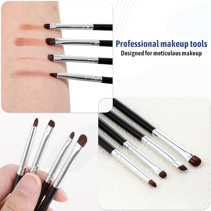 8 PCS Eye Makeup Brushes, Small Makeup Brush Set Mini Eyeshadow Brush Eyeliner Smudge Blending Concealer Smudge Make Up Brushes for Powder Gel Cream Liquid Concealer Corner Highlighter (Black)
