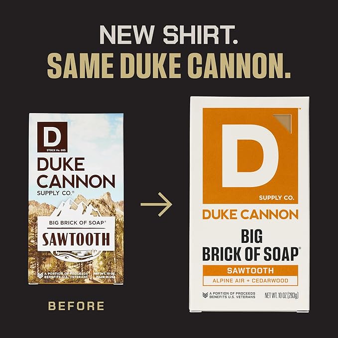 Duke Cannon Supply Co. Extra Large Bar Soap - Men's Natural Bar Soap with Masculine Scents - Made in the USA with Domestic & Globally Sourced Materials - All Skin Types - Big Brick - Sawtooth,10 oz