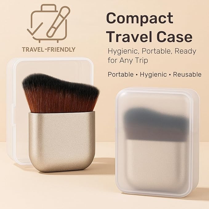 Travel Self Tanner Brush – Kabuki Foundation Brush for Face & Body, Full Coverage Body Makeup Brush for Flawless Leg Makeup, Vegan Bronzer Brush, Foundation & Lotion Blending Applicator Tool