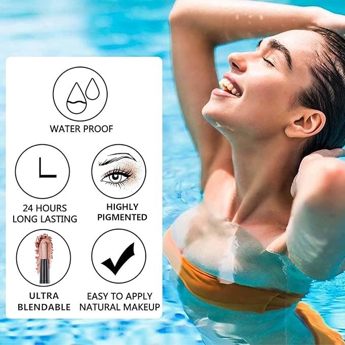 White Eyeshadow Stick Makeup, Smooth Cream Shimmer Eye Shadow Pencil, Waterproof Hypoallergenic Long Lasting Crayon, Glitter Primer Palette Eyeliner