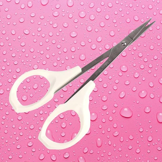 Eyebrow Scissor 4 Inch Trimming Manicure Lash Scissors for Multi-Purpose Cuticle Pedicure Beauty Grooming Kit for Nail, Eyelash, Dry Skin, Striaght Blade (White_Straight)