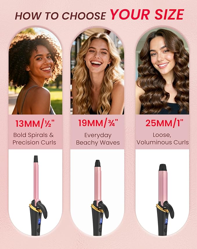 Ukliss Mini Curling Iron, Heats in 30s for Natural Waves & Loose Curls, Dual Voltage Travel Curling Iron with 5 Temp & Anti-Scald Guard, Perfect for Short to Medium Hair (Black, 3/4 Inch)