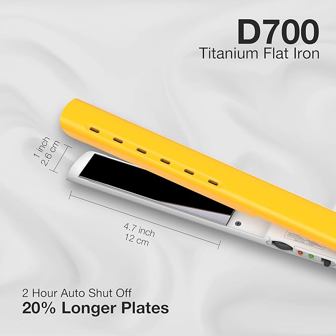 GK HAIR Global Keratin D700 Titanium Styling Flat Iron 360 Degree Swivel Cord Auto Shutoff Professional Straightener Works on Wet and Dry Hair Cutting Edge Titanium Plates 150C-232C - All Hair Types