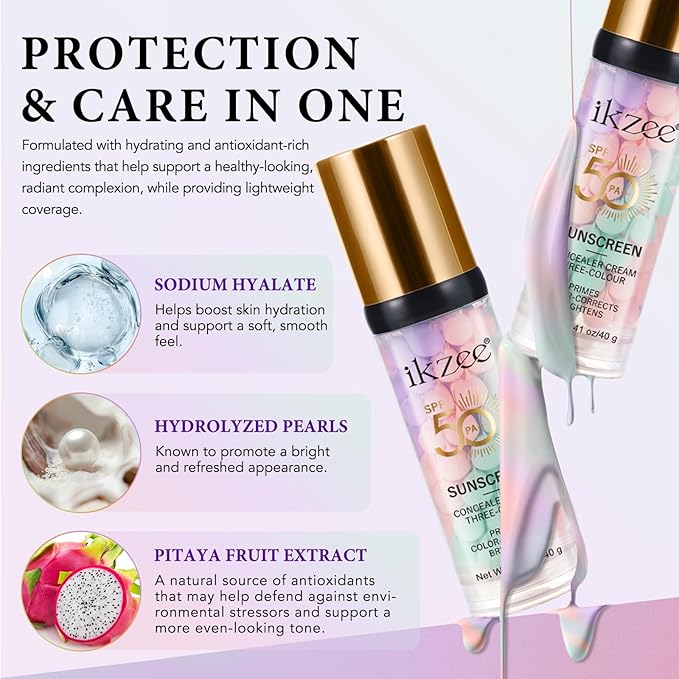 Primer for Face Before Makeup - Face Primer with SPF50+/PA++++｜Moisturizing & Brightening and Water & Sweat Resistant｜Make up Primerr｜Protecting & Repairing Base Makeup 1.4oz