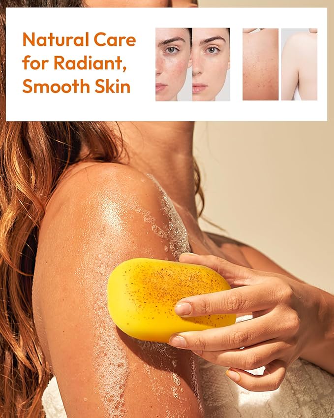 Lemon Turmeric Kojic Acid Soap – Exfoliating Soap with Almond Particles for Dark Spots, Vitamin C and Extra Shea Butter, Gentle Brightening & Moisturizing for Face and Body – 105g x 2 Bars