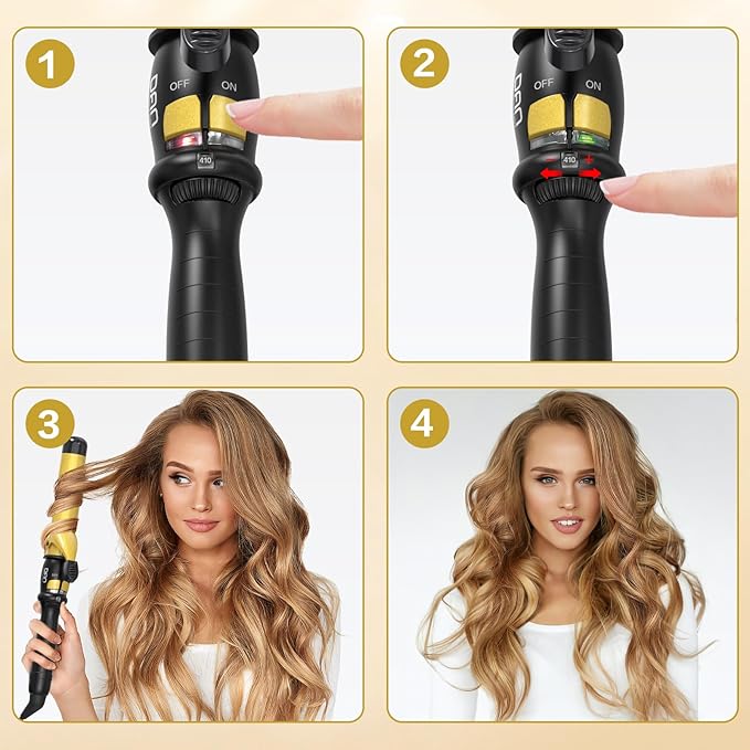 DAN Technology 1¼ Inch Large Barrel Curling Iron Wand for Loose Voluminous Waves, Tourmaline Ceramic Hair Curler with 180°F–430°F Adjustable Temperature, Fast Heating, Dual Voltage, Auto Shut-Off