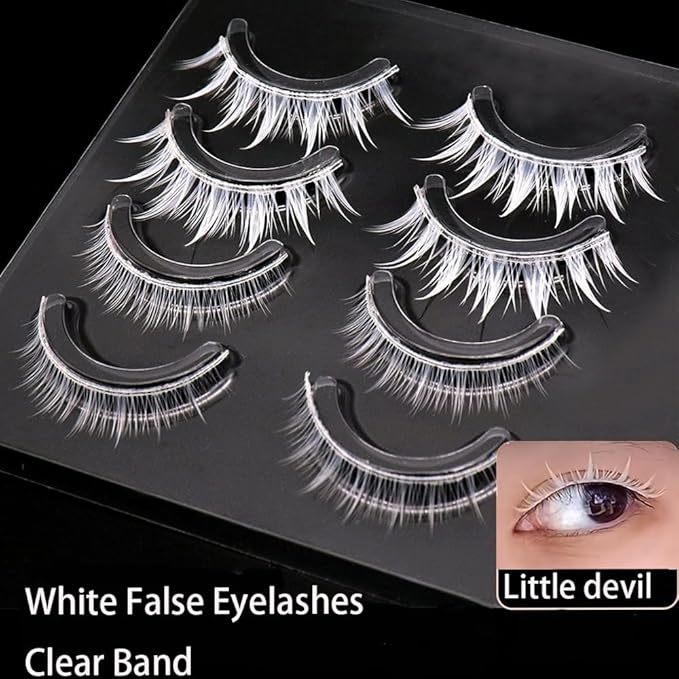 Eyelashes Halloween Cosplay Manga Anime Lashes Set - White False Eyelashes (WQ14-4 Pairs)