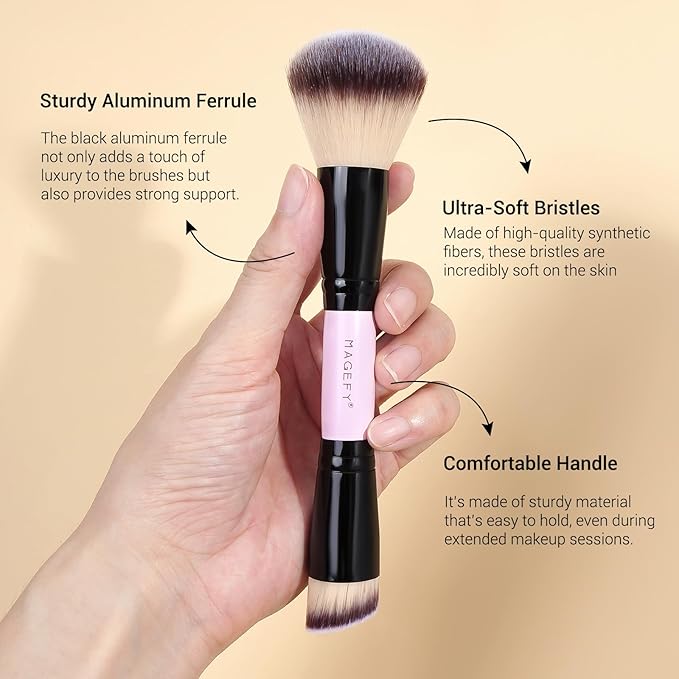 MAGEFY Makeup Brushes 37 Pcs Makeup Kit, Multi-functional Makeup Tool Set with Double-End Powder Blush Eyeshadows Brush Make up Brushes Set Bag,Pink