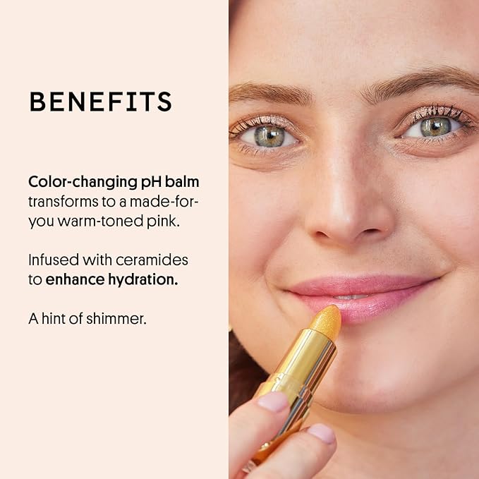 Winky Lux Citrine Glimmer Balm – Nourishing pH Lip Balm with Color Changing Golden Pink Tint, Hydrating Ceramides Soften Lips, Coconut Scent