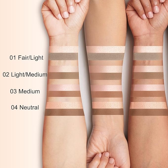 FV Dual-Ended Contour & Highlighter Stick - 2 Pack, Waterproof, Long-Lasting, Creamy & Blendable Formula, Natural Finish Sculpting Stick for Face & Body, Shades: 02 Light/Medium & 04 Natural Medium
