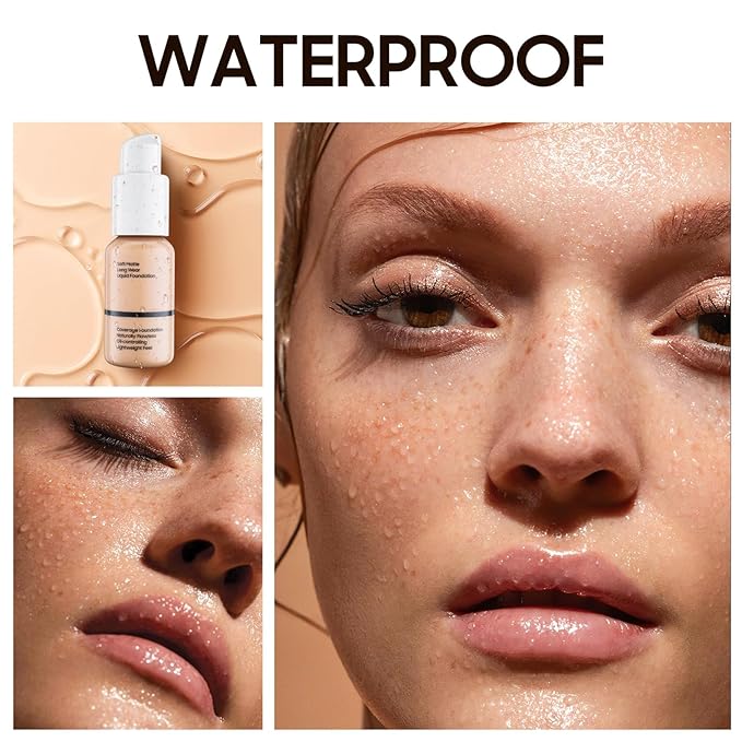 Matte Liquid Foundation Full Coverage - Flawless & Long-Lasting Oil Control Foundation Makeup, Lightweight Waterproof Concealer Cream for Dry and Oily Skin, 1 Fl Oz (2 Pack #102 Nude)