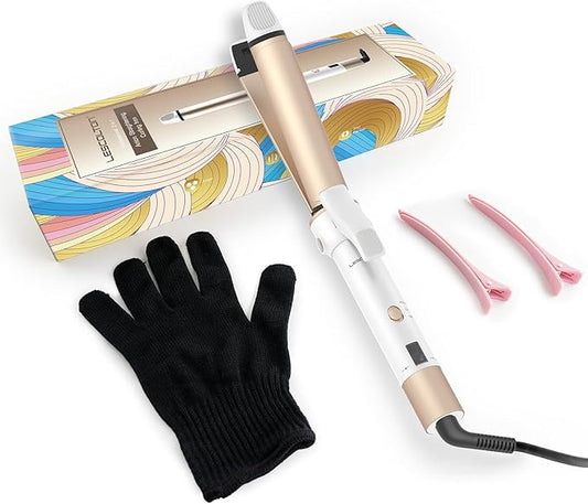 Curling Iron, 2 in 1-Straightening & Curler, 1 Inch Dual Voltage Travel Hair Straightener with Negative Ions, Fast Heating (Gold)