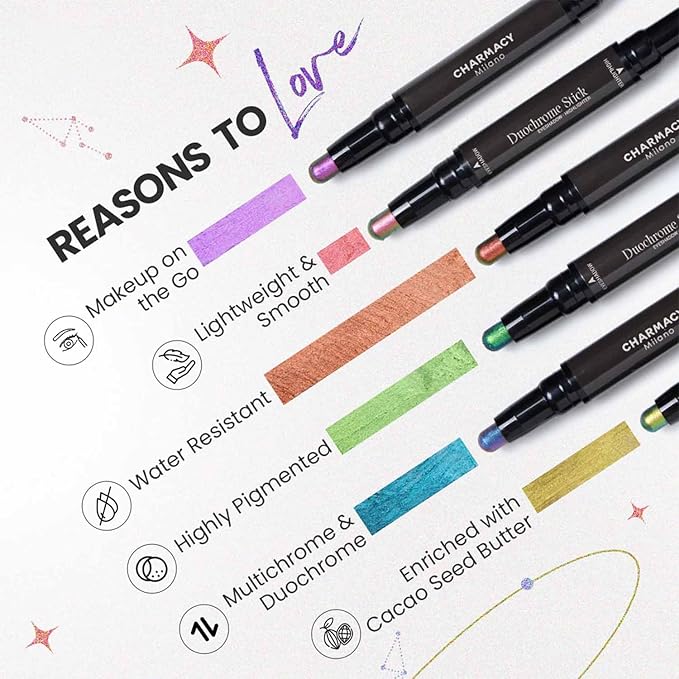 CHARMACY Multichrome 2 in 1 Cream Eyeshadow Stick, Waterproof Eye Brightener Highlighter Stick Makeup, High Pigmented, Smudge-Proof, Vegan & Cruelty-Free (#904)