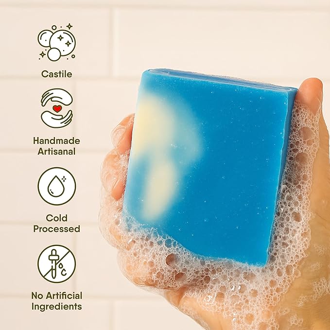 360 Feel Fresh Bar Soap Set - Made in the USA - Castile Handmade All Natural Cold Processed - Infused 4 Refreshing Scents Aloe Vera, Cotton Blossom, Spring Scrub, & Cool Water - (5oz, 4-Pack)