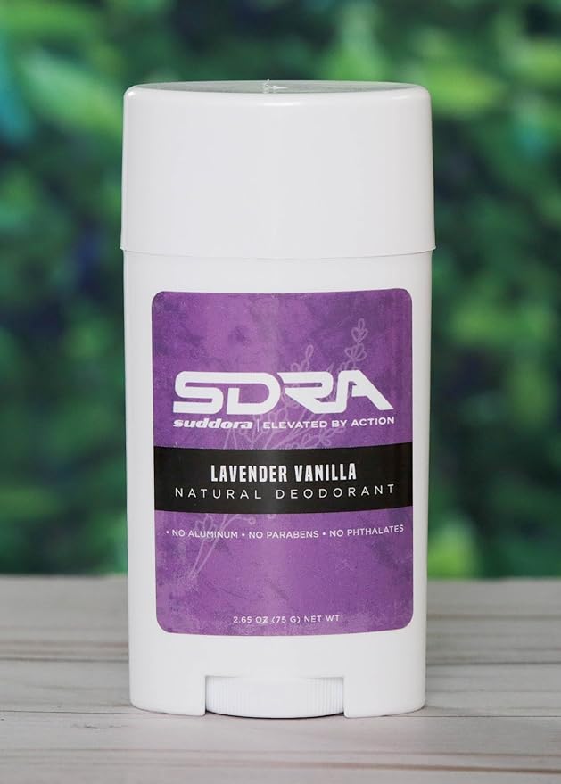 Suddora Natural Deodorant for Men and Women, Aluminum Stick with Baking Soda, Organic Coconut & Jojoba Oils, Odor Control Moisturizing Deodorant Travel Essentials (Lavender Vanilla)