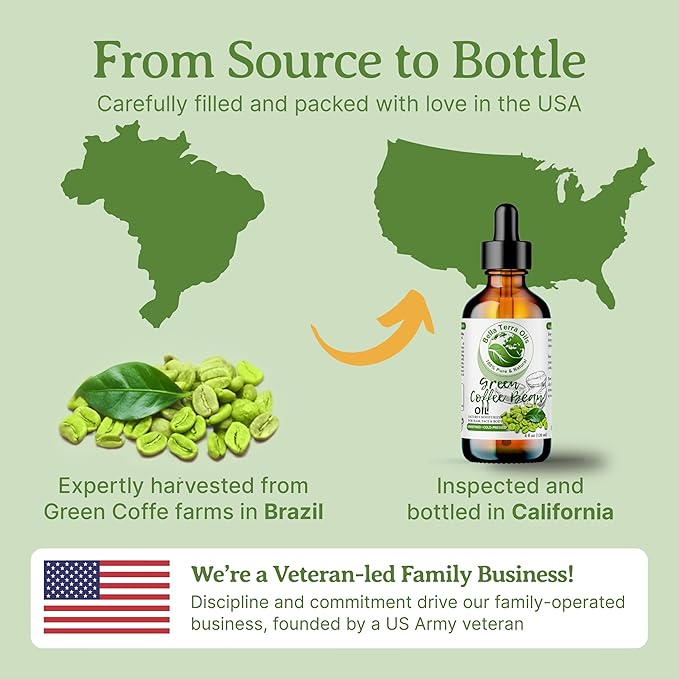 Bella Terra Oils - Green Coffee Bean Oil 8 oz - Celebrating the Aromatic Intensity of Green Oil, Filled with Essential Nutrients for a Refreshed Look