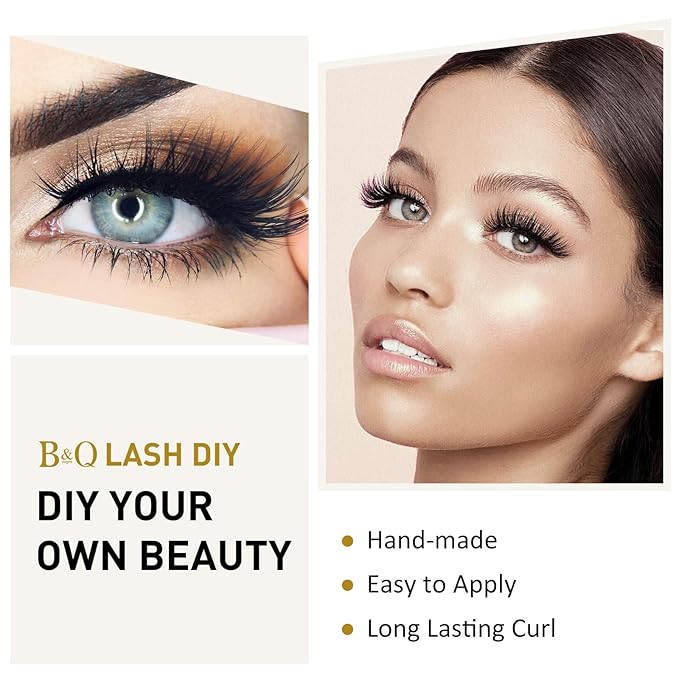 Lash Clusters B20 Mixed Tray Manga Lashes 72 Clusters Lashes B&Qaugen LASH DIY Eyelash Extensions C D Curl Wispy Spiky Eyelash Clusters Extensions Individual Lashes Cluster at Home (B20,D-8-16MIX)