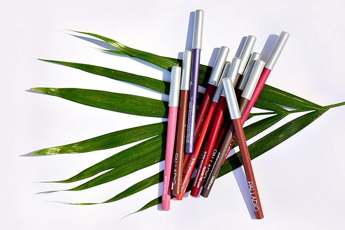 Palladio Lip Liner Pencil, Wooden, Firm yet Smooth, Contour and Line with Ease, Perfectly Outlined Lips, Comfortable, Hydrating, Moisturizing, Rich Pigmented Color, Long Lasting, Suede