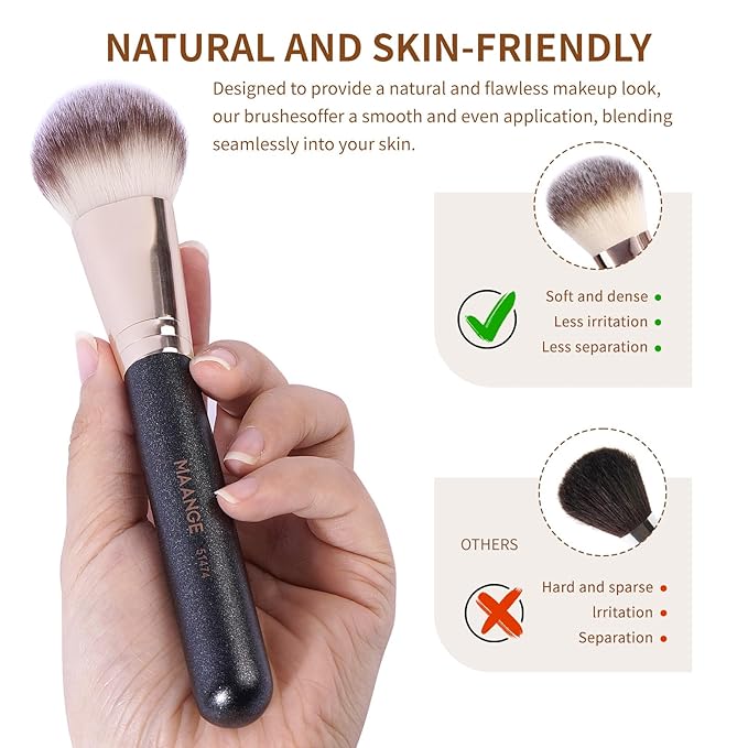 MAANGE Makeup Brush Set 5-Piece Professional Synthetic Makeup Brushes for Foundation, Blush, Power Concealer & Contour Application Travel Make Up Brush with Box (Black)
