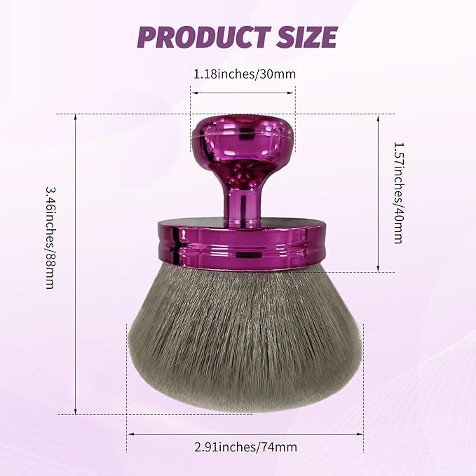 Extra Large Body Brush for Self Tanner, 2.9-Inch Wide Round Head Body Makeup Brush, Soft Synthetic Wool with Drawstring Bag for Face and Legs (Purple)