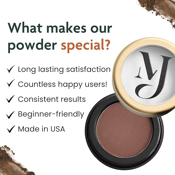 Marie-José Medium Brown Eyebrow Powder - Versatile shade - Compact Size 0.10oz for Purse or Travel Size - Made in USA - Perfect eyebrows, powder smooth!