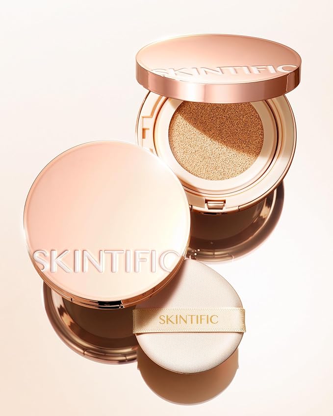 Full Coverage Cushion Foundation, Weightless, Skin Fit, Satin Glow Finish, Oil-Control Waterproof Foundation, Sweatproof Flawless BB Cream CC Korean Makeup