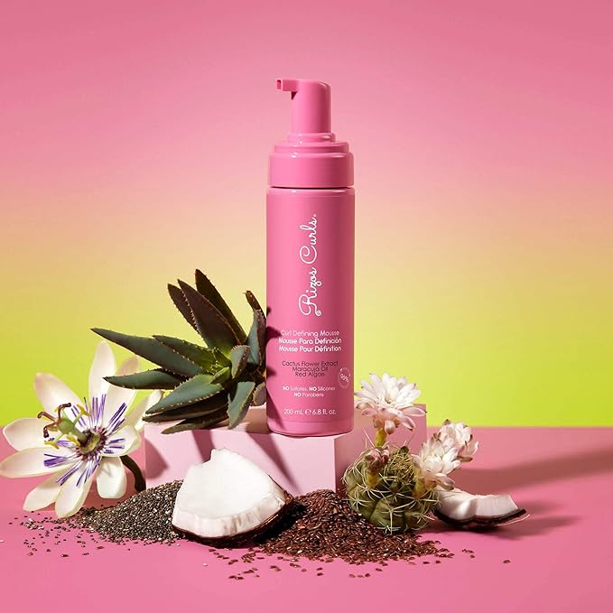 Rizos Curls Curl Defining Mousse Lightweight Foam for Volume & Hydration Shine & Definition for Every Curl Pattern: Wavy, Curly, Coily, Corkscrew, Kinky Hair Types Sulfate & Paraben Free