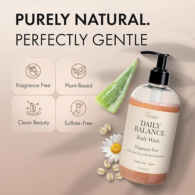 Daily Shower Gel Moisturizing Body Wash - Natural Fragnance Free Body Wash - Shower Gel For Dry & Sensitive Skin - Kids Soap - Organic, Vegan, Sulfate-Free - Bath Gel - Bath Soap with Oats