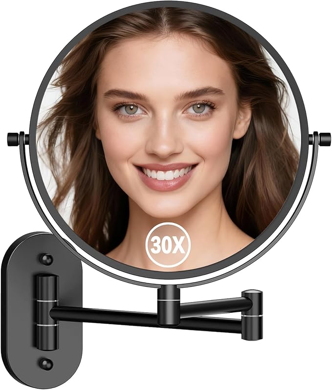 Wall Mounted Makeup Mirror with Magnification, 30X Magnifying Mirror for Wall, Bathroom Mirror for Shaving, Vanity Mirror Wall Mounted for Daily use, 8 Inch
