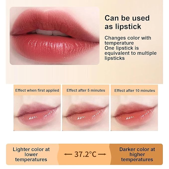 Color Changing Lipstick - Transferproof Moisturizing Lip Balm, Transparent to Pink Long Lasting Lip Tint, Hydrating Non-Stick Natural Lipstick