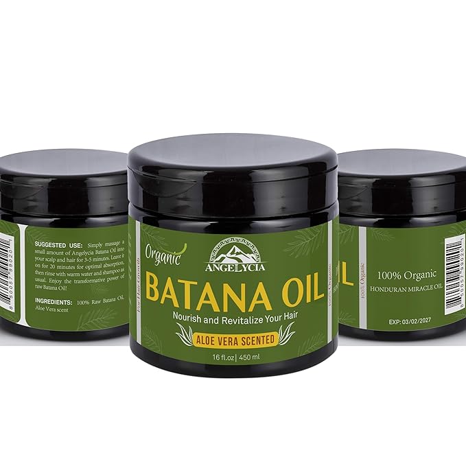 Raw Batana Oil for Hair Growth & Scalp Stimulator – 100% Pure Hair Oil from Honduras – Dr. Sebi Organic Paste – Natural Hair Growth Products for Thicker Edges, Breakage & Split Ends (16, Ounces)